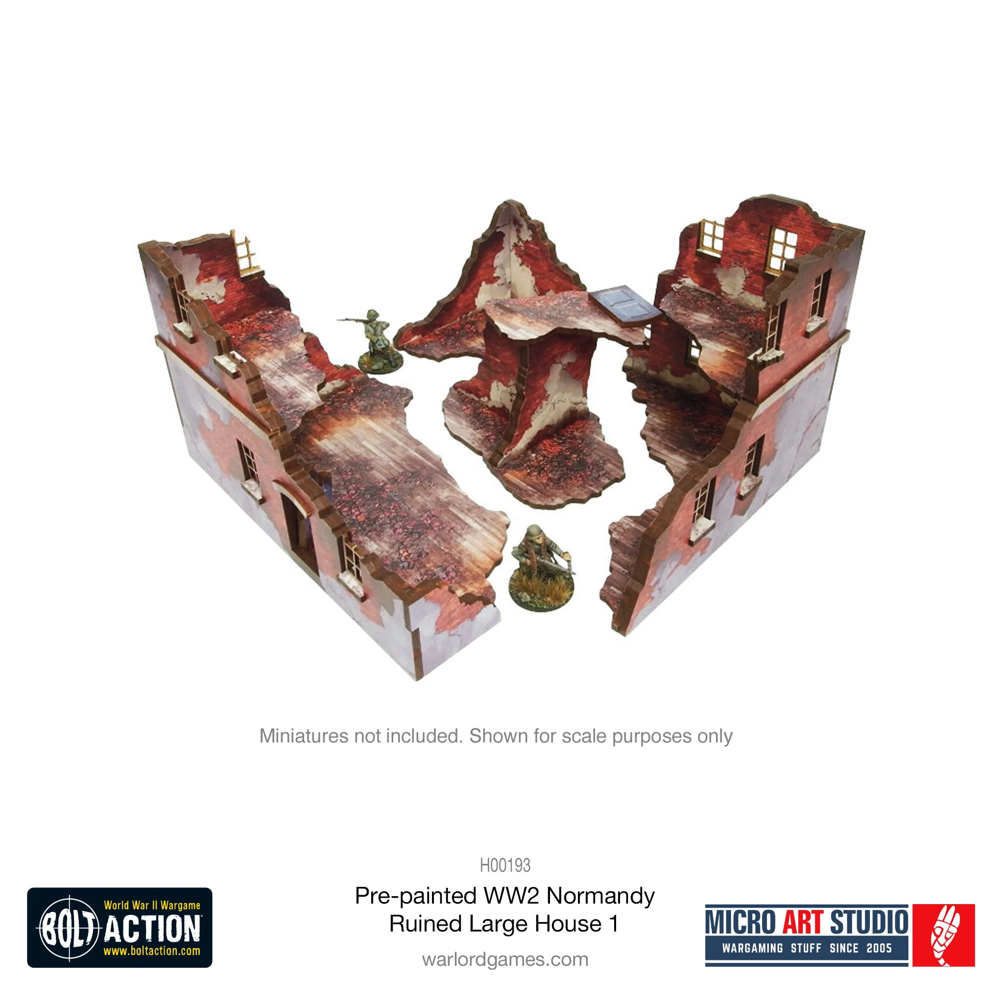 Micro Art Studio: Pre-painted WW2 Normandy Normandy Ruined Large House 1 