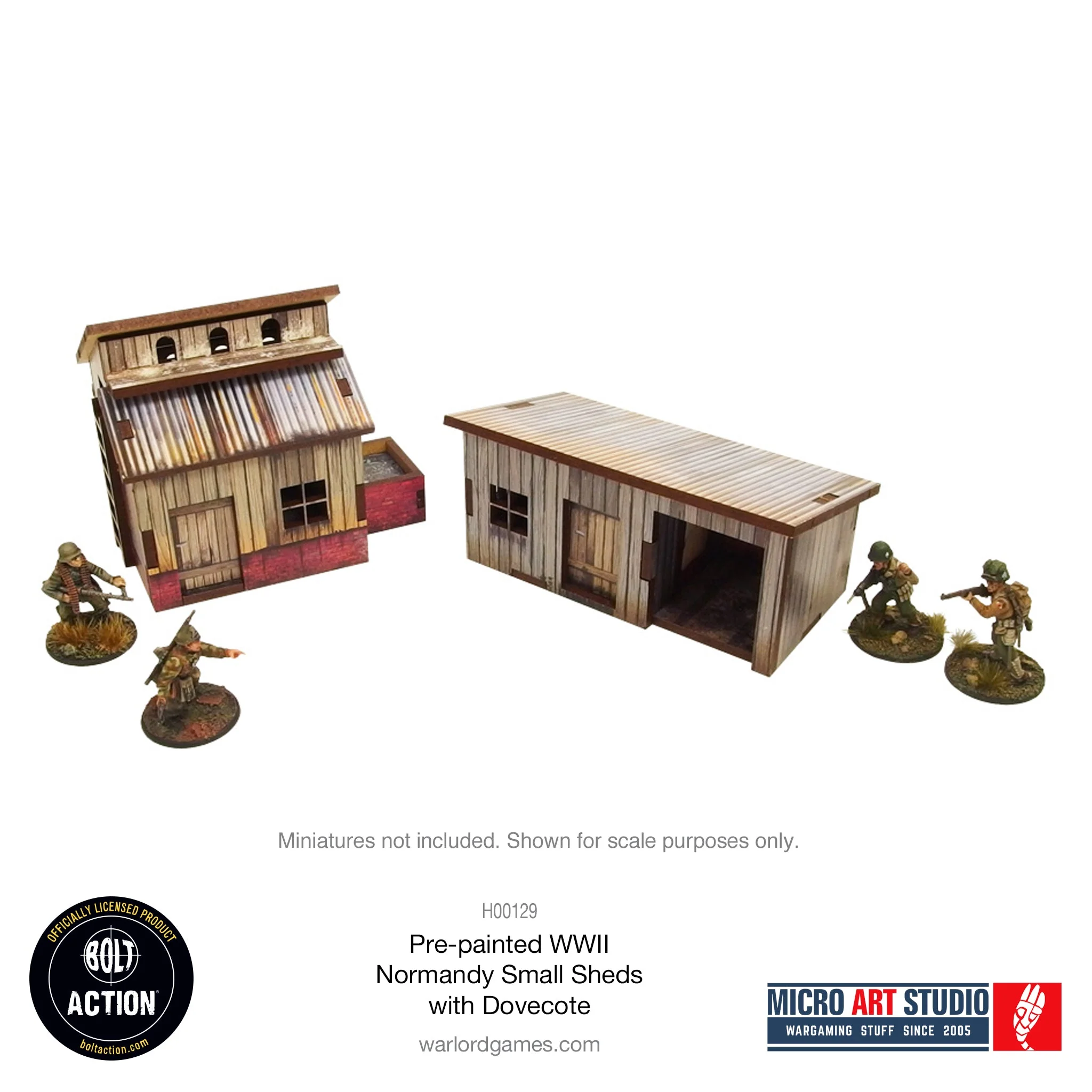 Micro Art Studio: Pre-painted WW2 Normandy Small Sheds with Dovecote 