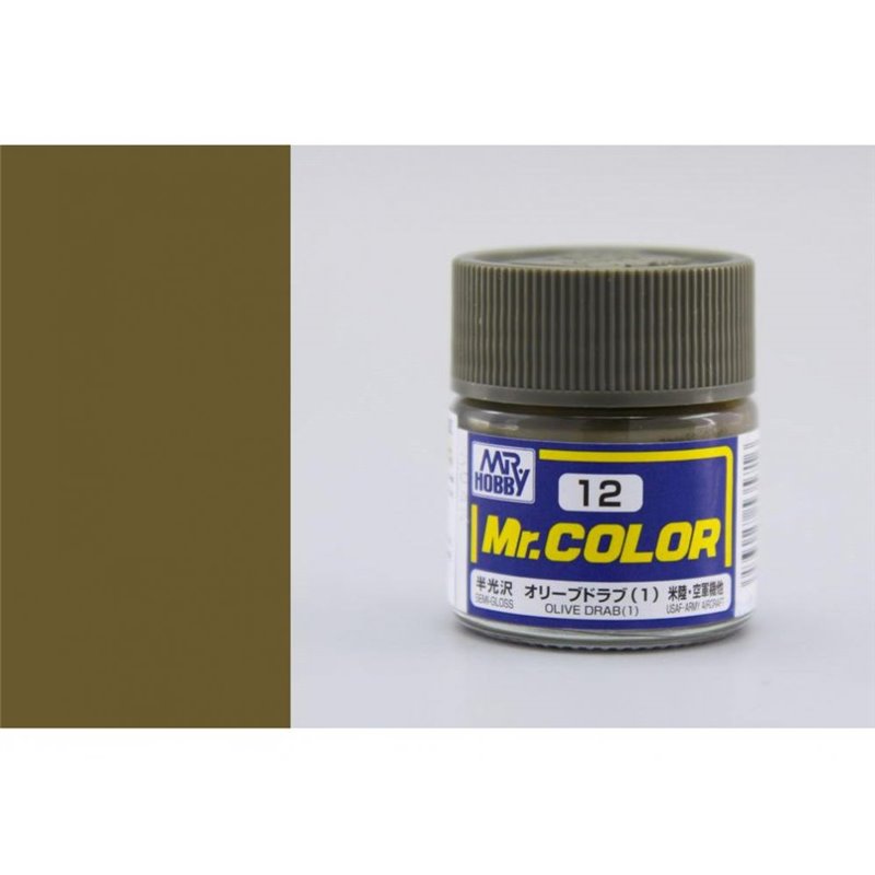 Mr. Color: C012 Semi Gloss Olive Drab (10ml Bottle) 