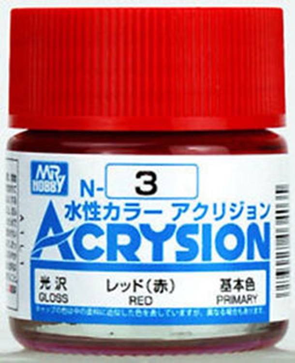 Mr. Hobby Acrysion Color 003: Red (Gloss/Primary) (10ml) 