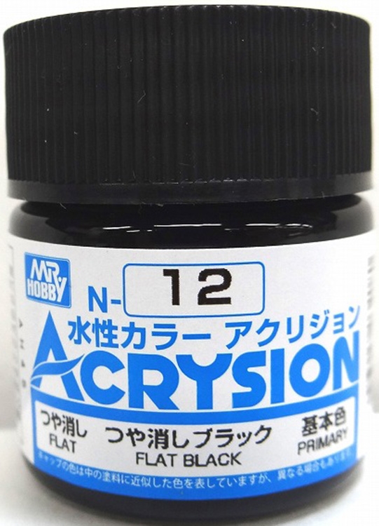 Mr. Hobby Acrysion Color 012: Flat Black (10ml) 