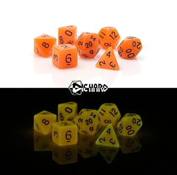 Die Hard: Poly RPG Dice Set: GLOW-IN-THE-DARK ORANGE 