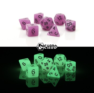 Die Hard: Poly RPG Dice Set: GLOW-IN-THE-DARK PURPLE  