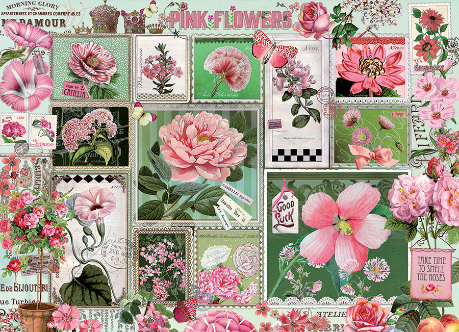 Cobble Hill Puzzles (1000): Pink Flowers 