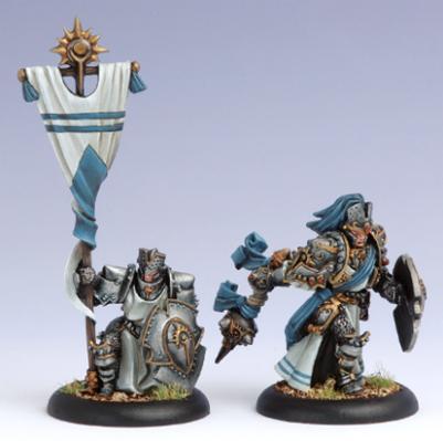 Warmachine: Cygnar (42009): Precursor Knights Officer and Bearer (Cygnar Allies) 