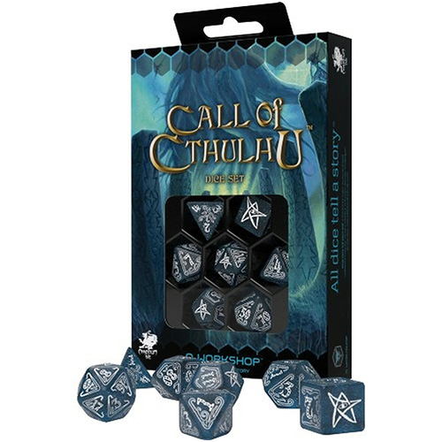 Q-Workshop: 7 Dice Set- Call Of Cthulhu: 7th edition ABYSSAL/ WHITE 