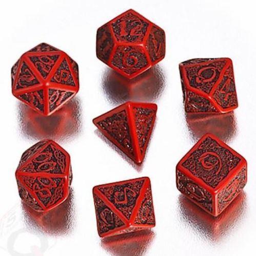 Q-Workshop: 7 Dice Set- Celtic 3D: Red & Black 