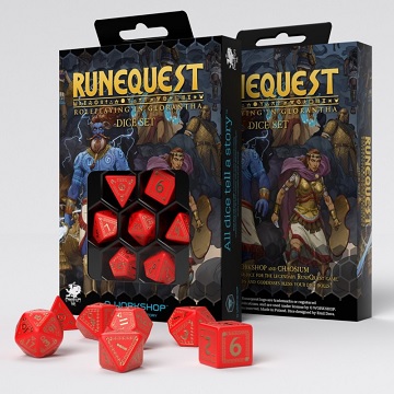Q-Workshop Dice: Runequest- Red and Gold 