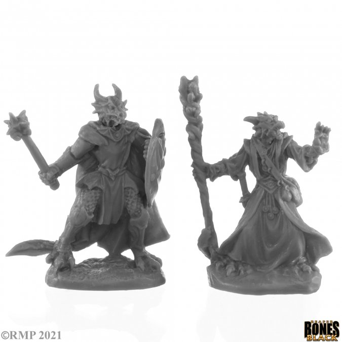 Reaper Bones Black: Dragonfolk Wizard and Cleric 
