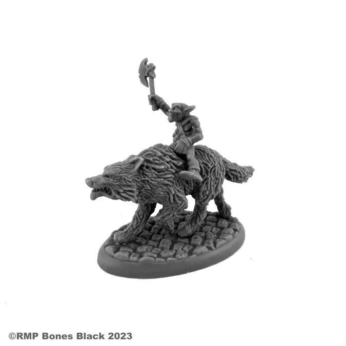 Reaper Bones Black: Goblin Wolfrider with Axe 