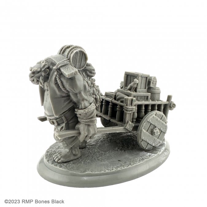 Reaper Bones Black: Ogre Porter and Cart 