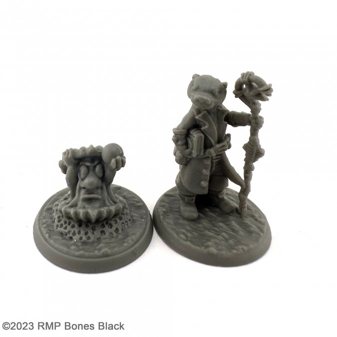 Reaper Bones Black: Otterfolk Mage and Familiar 