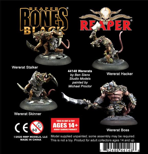 Reaper Bones Black: Wererats Set (4) 