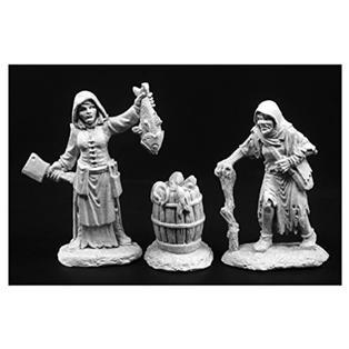 Reaper Bones Black: Dreadmere Townsfolk- Fishwife & Crone 