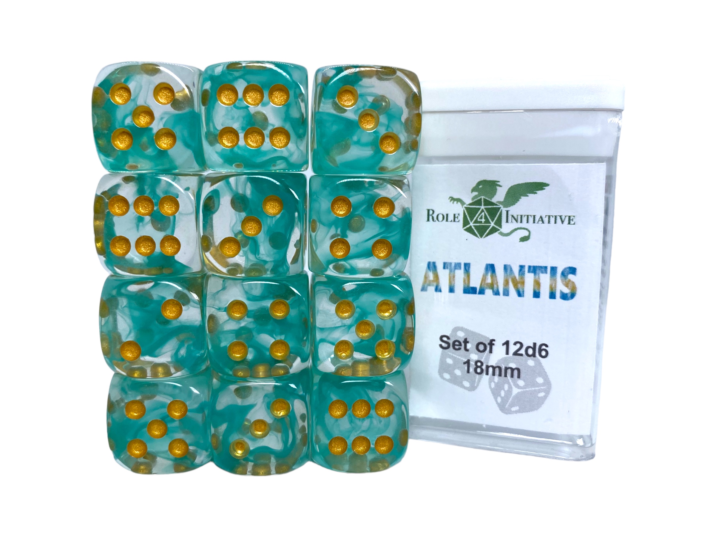 Role 4 Initiative: 12 D6 Pips Dice Set: Diffusion Atlantis 18MM 