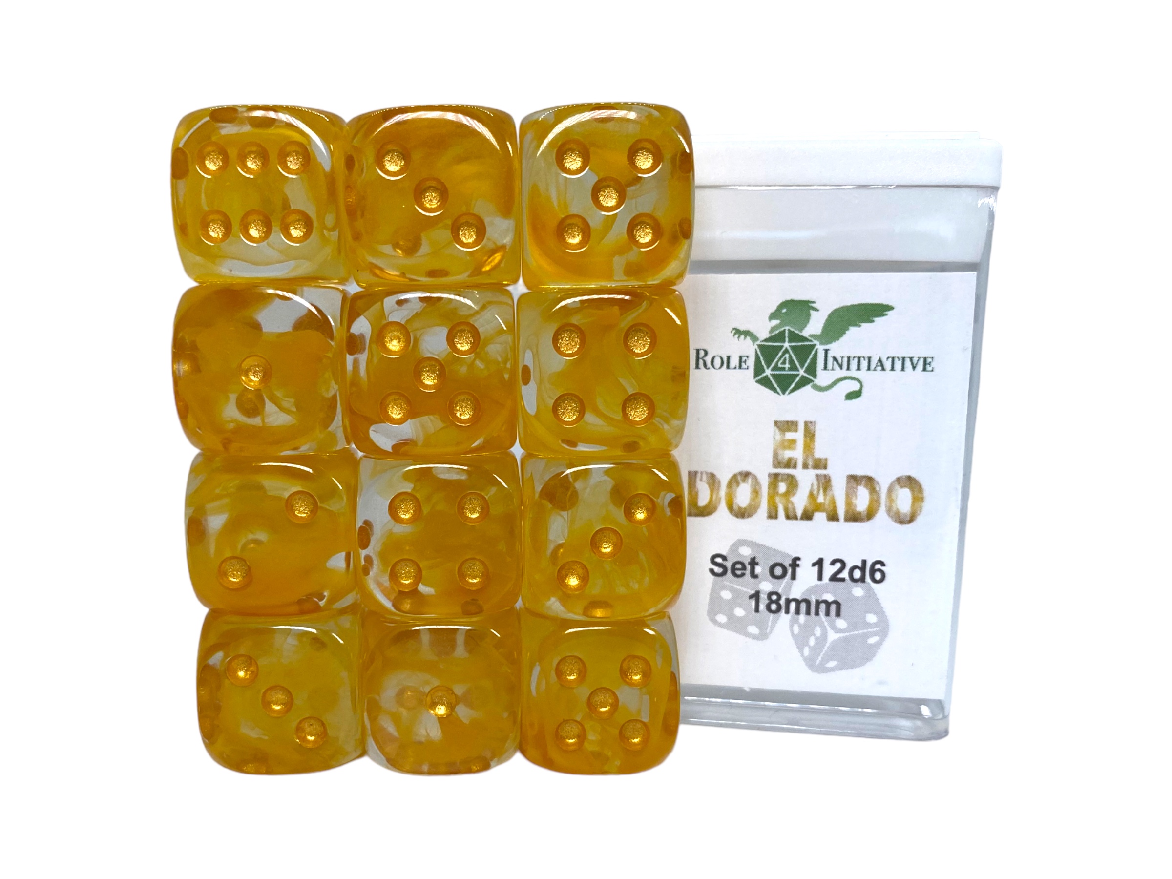 Role 4 Initiative: 12 D6 Pips Dice Set: Diffusion El Dorado 18MM 