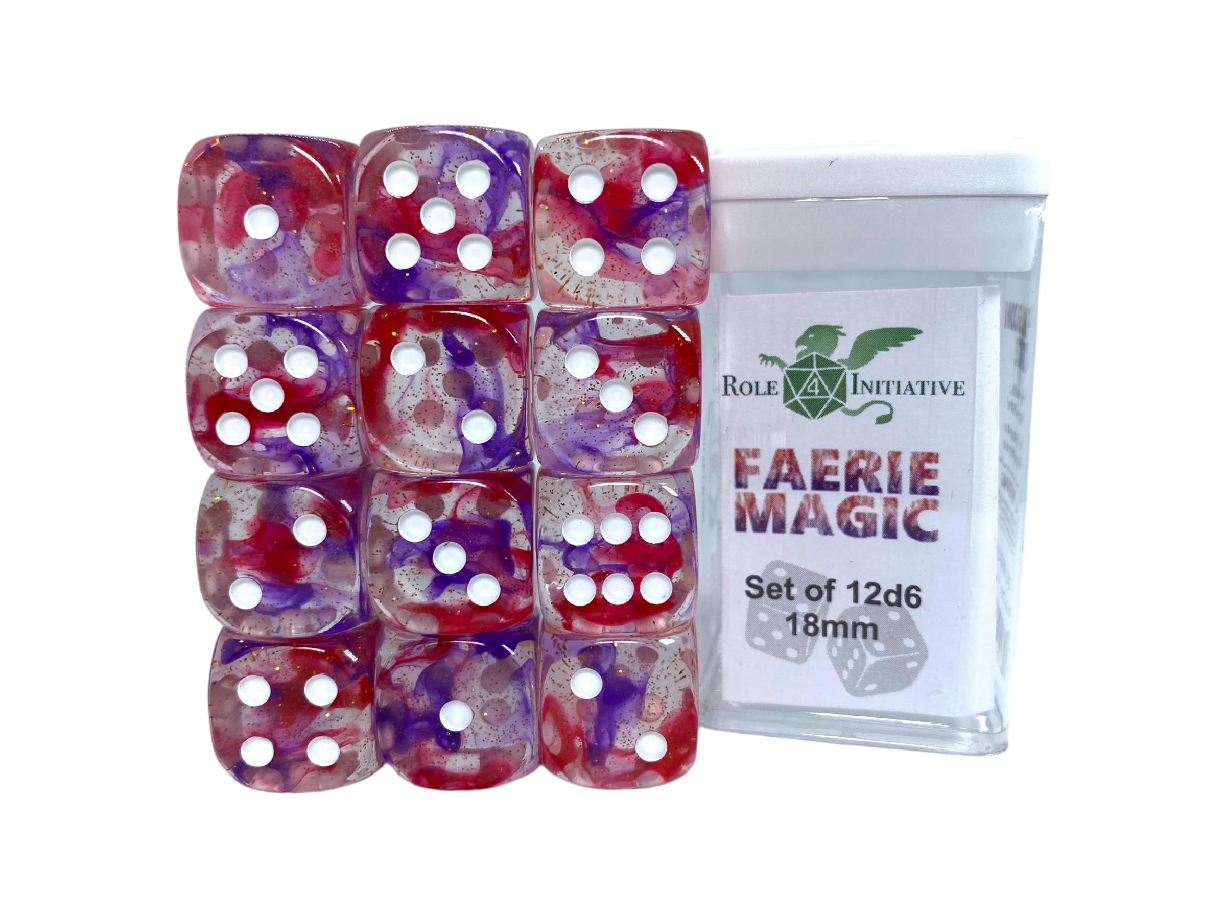 Role 4 Initiative: 12 D6 Pips Dice Set: Diffusion Faerie Magic 18MM 