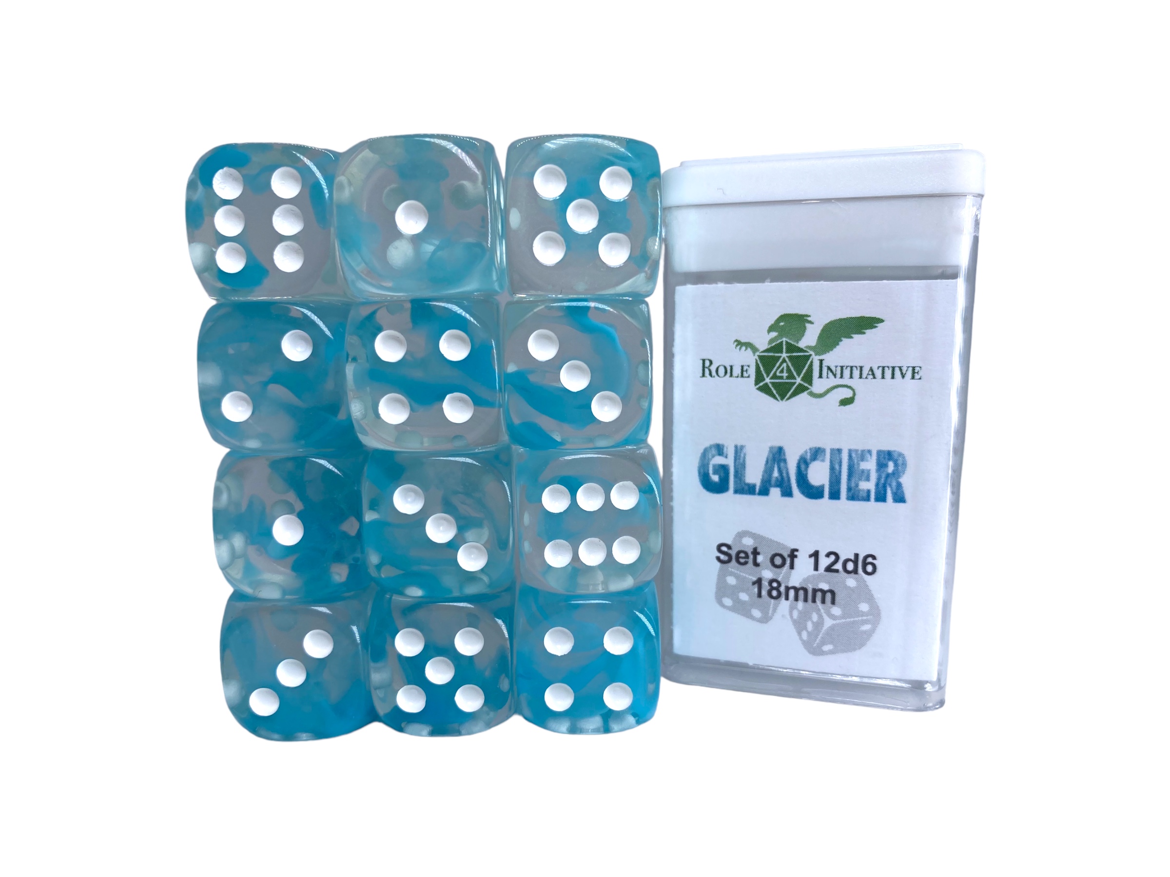 Role 4 Initiative: 12 D6 Pips Dice Set: Diffusion Glacier 18MM 