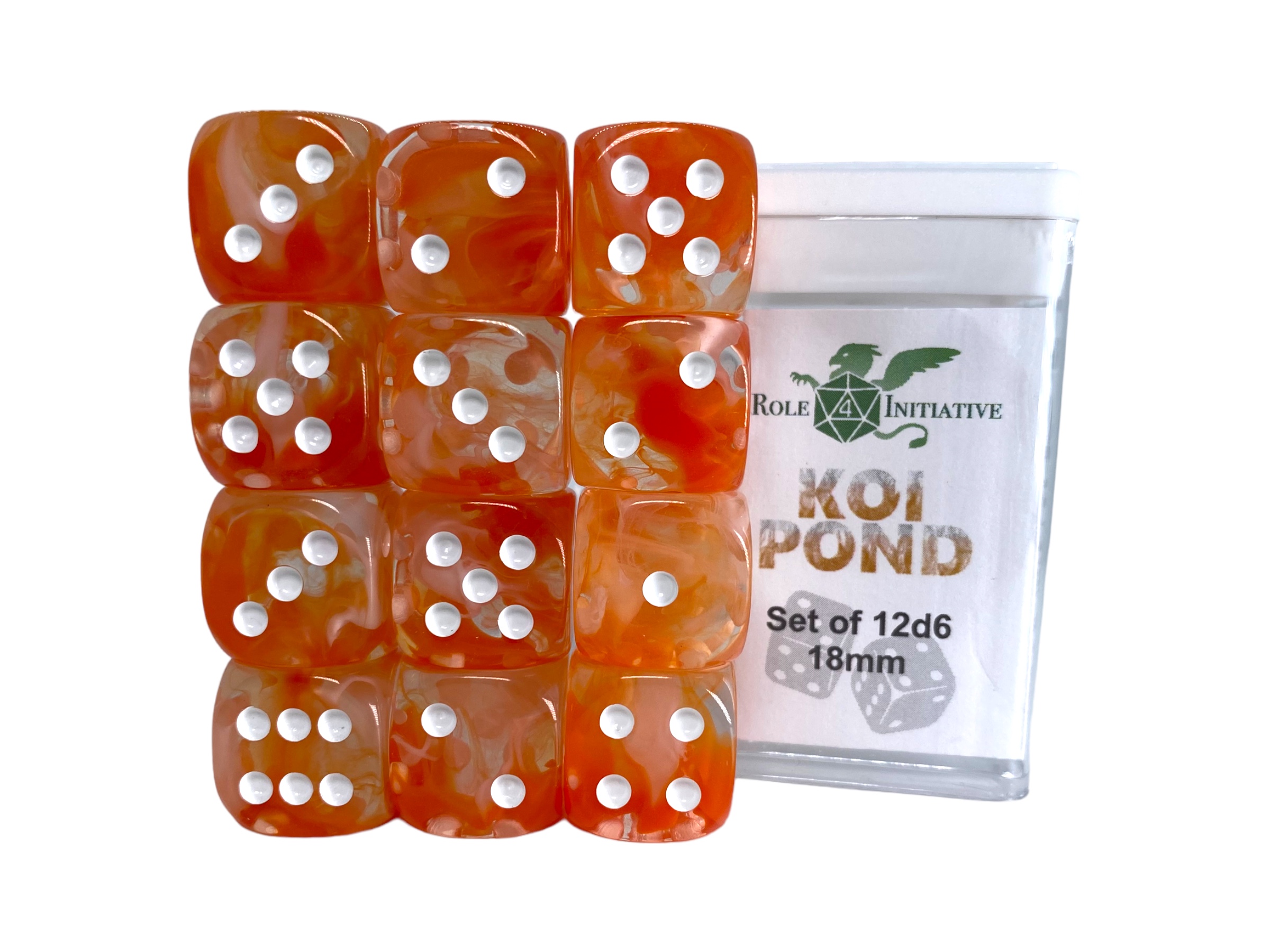 Role 4 Initiative: 12 D6 Pips Dice Set: Diffusion Koi Pond 18MM 
