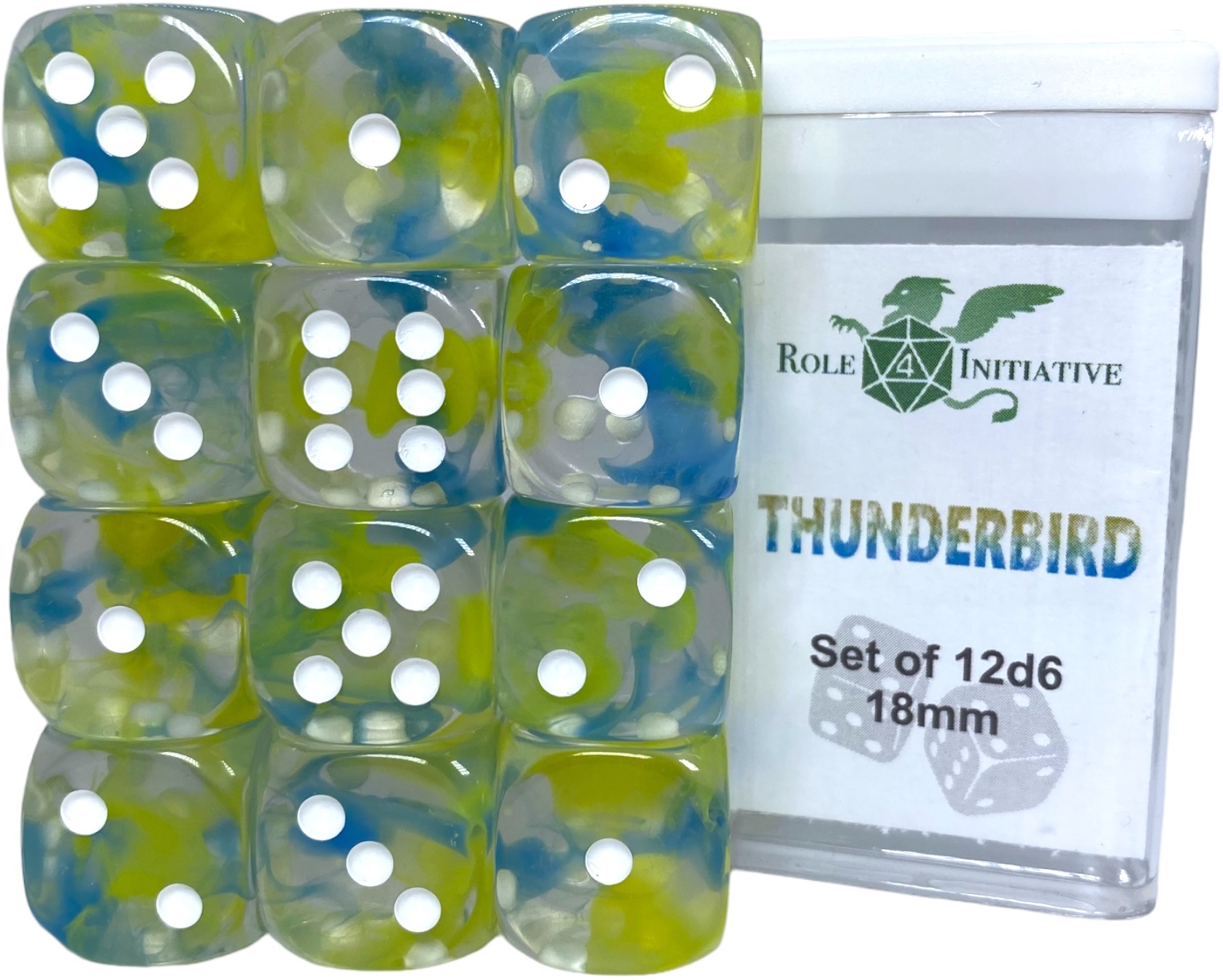 Role 4 Initiative: 12 D6 Pips Dice Set: Diffusion Thunderbird 18MM 