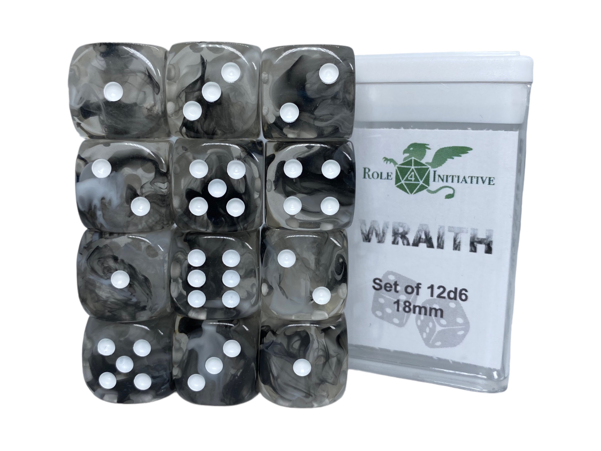 Role 4 Initiative: 12 D6 Pips Dice Set: Diffusion Wraith 18MM 