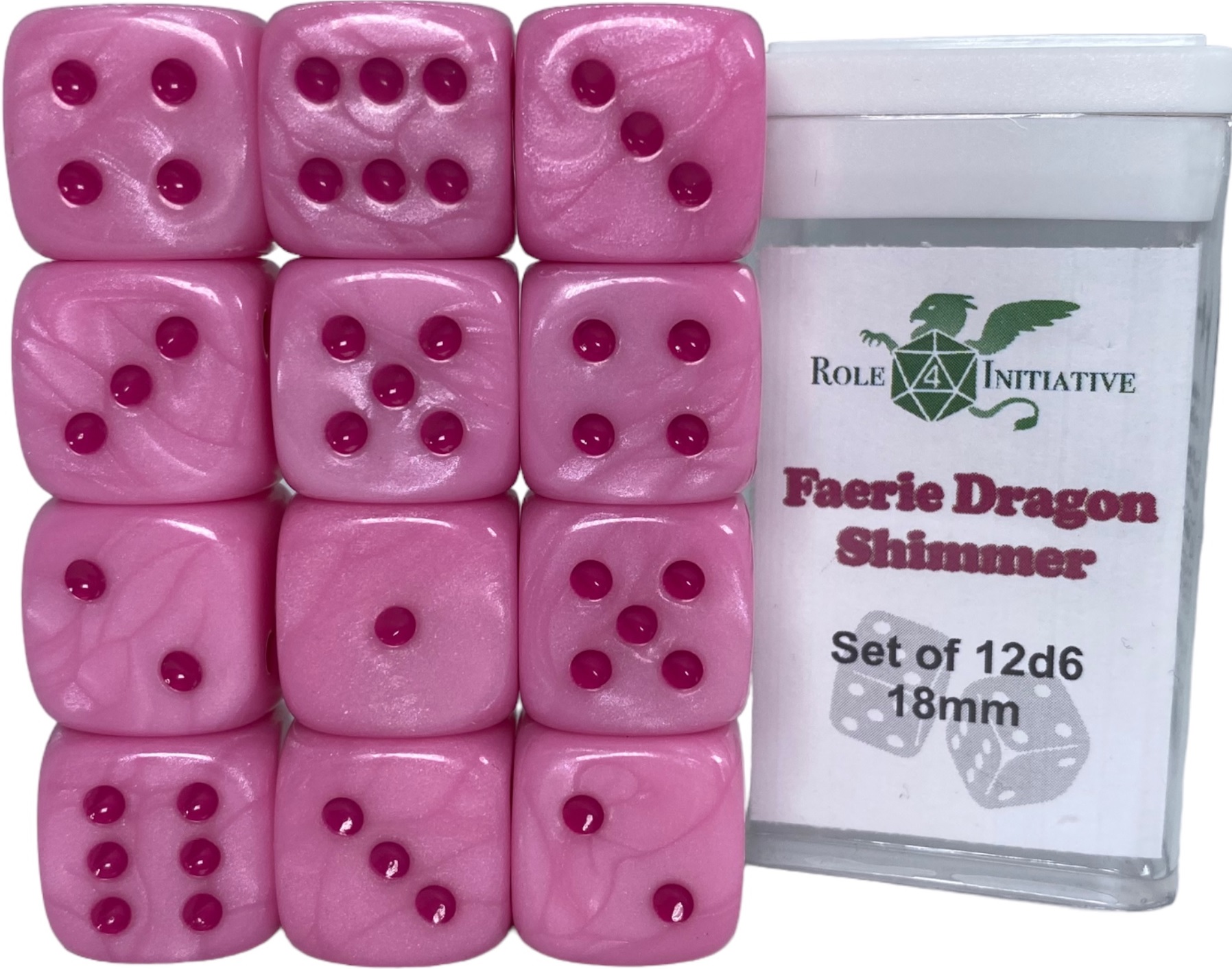 Role 4 Initiative: 12 D6 Pips Dice Set: Faerie Dragon Shimmer 18MM 