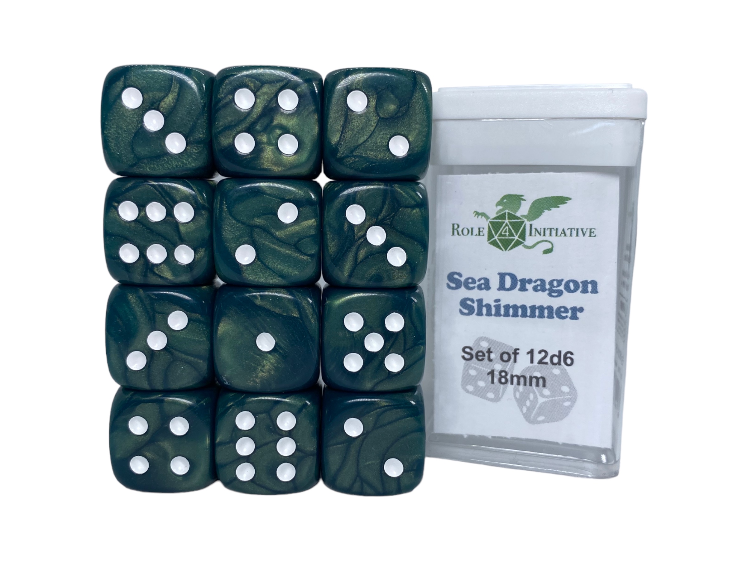 Role 4 Initiative: 12 D6 Pips Dice Set: Sea Dragon Shimmer 18MM 