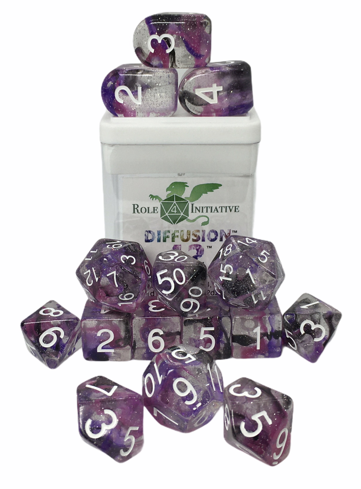 Role 4 Initiative: Polyhedral 15 Dice Set: Diffusion 42 Arch D4 