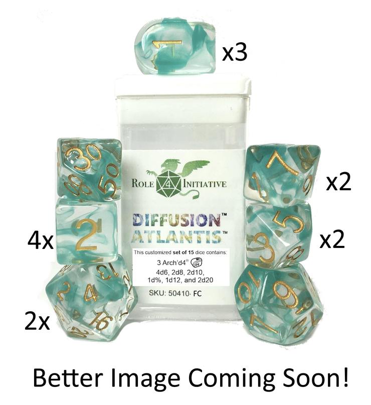 Role 4 Initiative: Polyhedral 15 Dice Set: Diffusion Atlantis [Arch/ Balanced] 