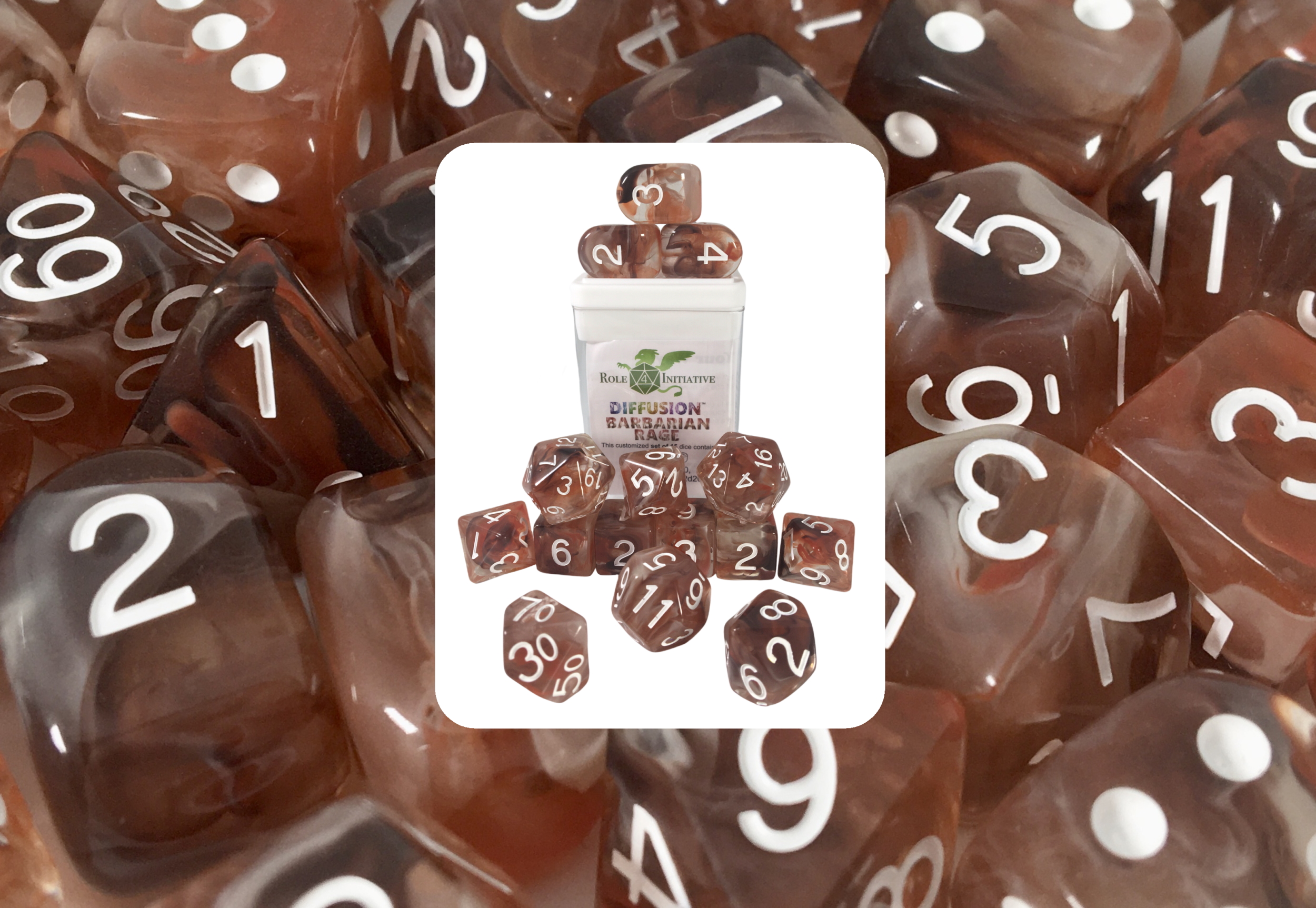 Role 4 Initiative: Polyhedral 15 Dice Set: Diffusion Barbarian [Arch/ Balanced] 