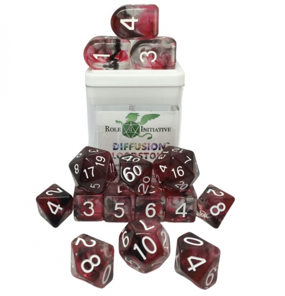 Role 4 Initiative: Polyhedral 15 Dice Set: Diffusion Bloodstone (Arch D4) 