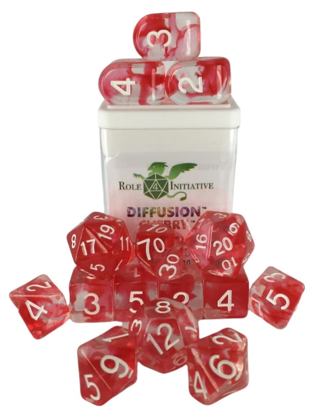 Role 4 Initiative: Polyhedral 15 Dice Set: Diffusion Cherry (Arch D4) 