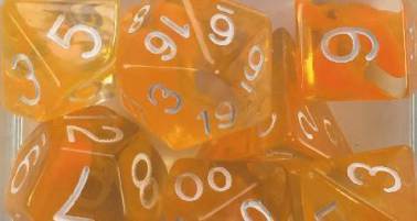 Role 4 Initiative: Polyhedral 15 Dice Set: Diffusion Citrus with White Numbers 