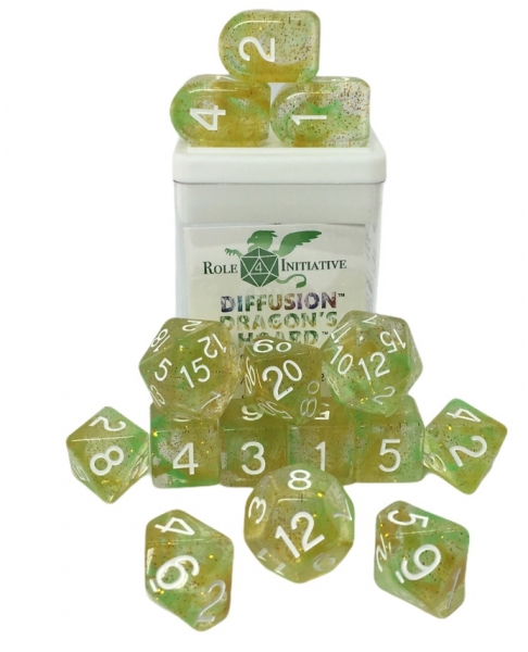 Role 4 Initiative: Polyhedral 15 Dice Set: Diffusion Dragons Hoard [Arch/ Balanced] 