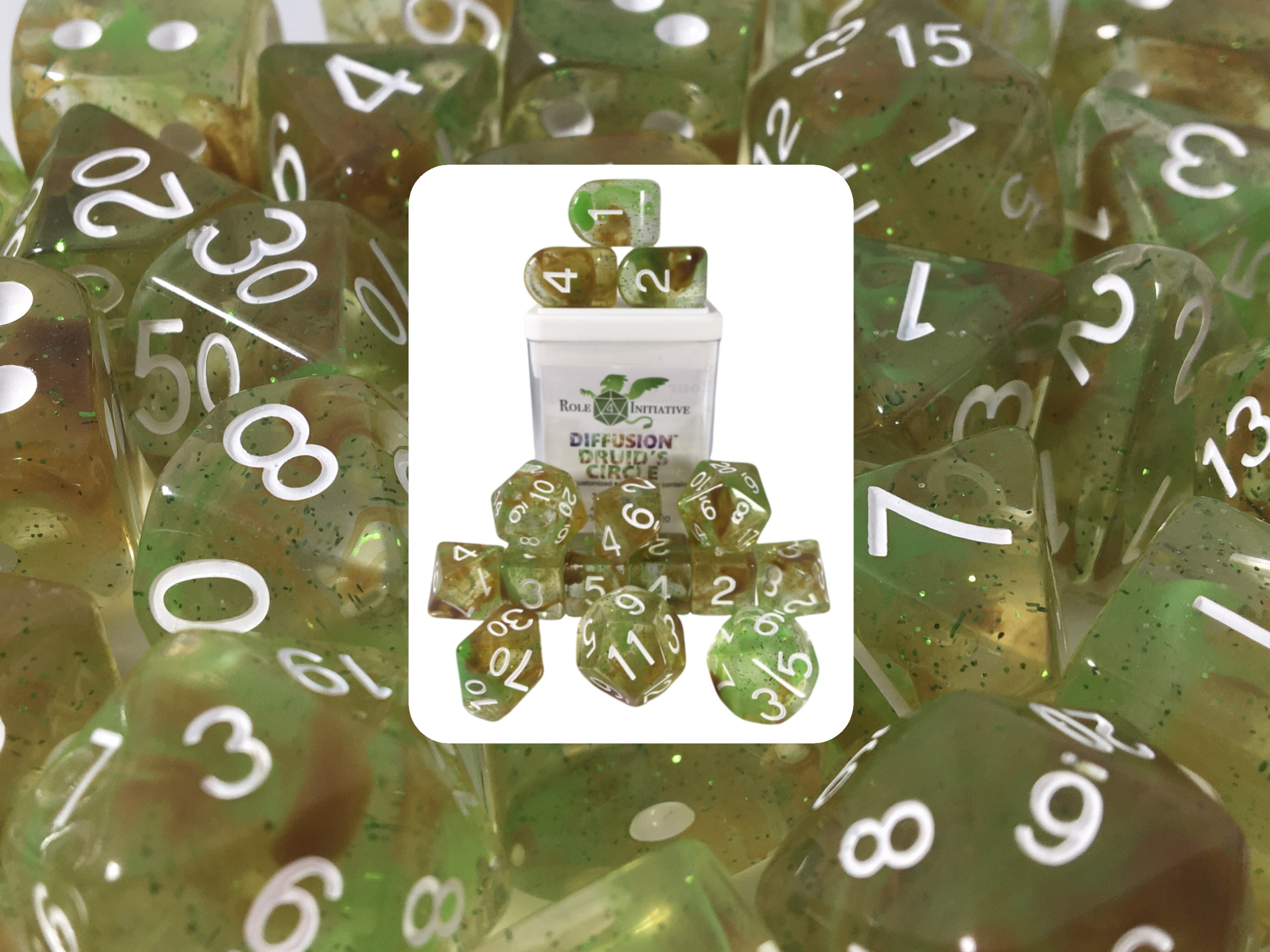 Role 4 Initiative: Polyhedral 15 Dice Set: Diffusion Druids Circle [Arch/ Balanced]  