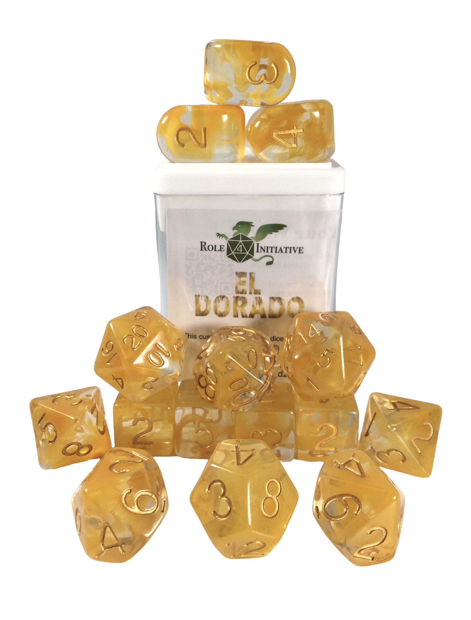 Role 4 Initiative: Polyhedral 15 Dice Set: Diffusion El Dorado (Arch D4) 