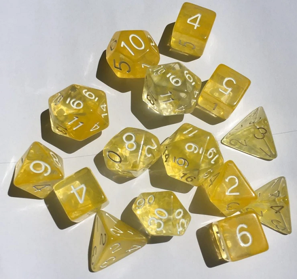 Role 4 Initiative: Polyhedral 15 Dice Set: Diffusion Honey Lemon  