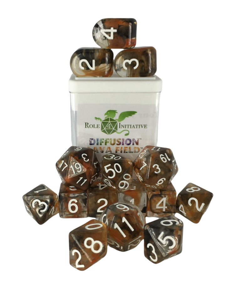 Role 4 Initiative: Polyhedral 15 Dice Set: Diffusion Lava Field Arch D4  