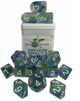 Role 4 Initiative: Polyhedral 15 Dice Set: Diffusion Neptunes Treasure [Arch/ Balanced] 