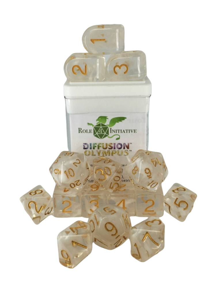 Role 4 Initiative: Polyhedral 15 Dice Set: Diffusion Olympus Arch D4 