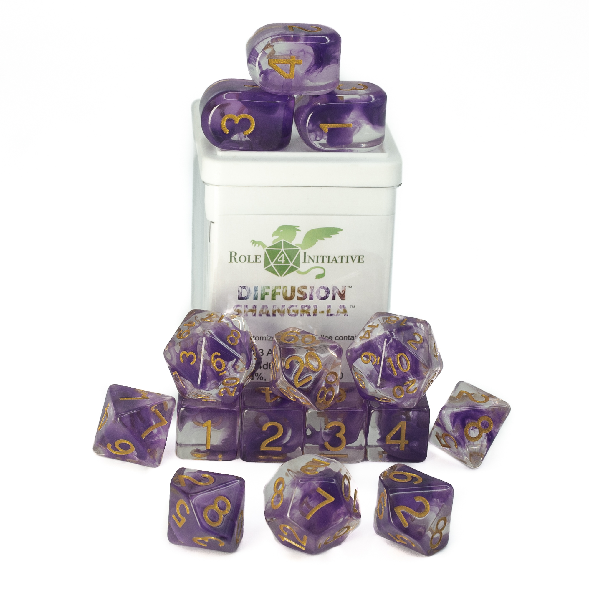 Role 4 Initiative: Polyhedral 15 Dice Set: Diffusion Shangri-La Arch D4  