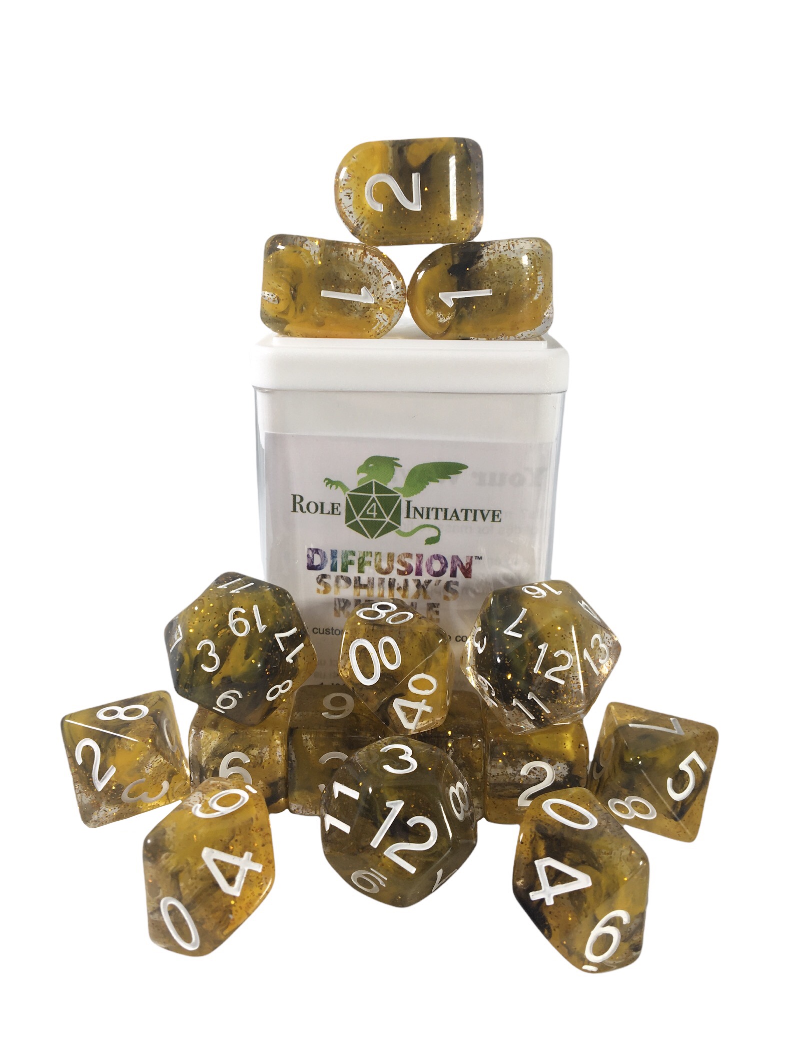 Role 4 Initiative: Polyhedral 15 Dice Set: Diffusion Sphinxs Riddle 