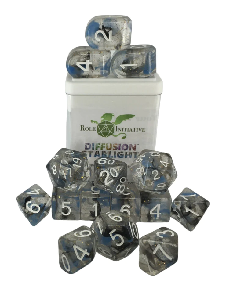 Role 4 Initiative: Polyhedral 15 Dice Set: Diffusion Starlight ArchD4 