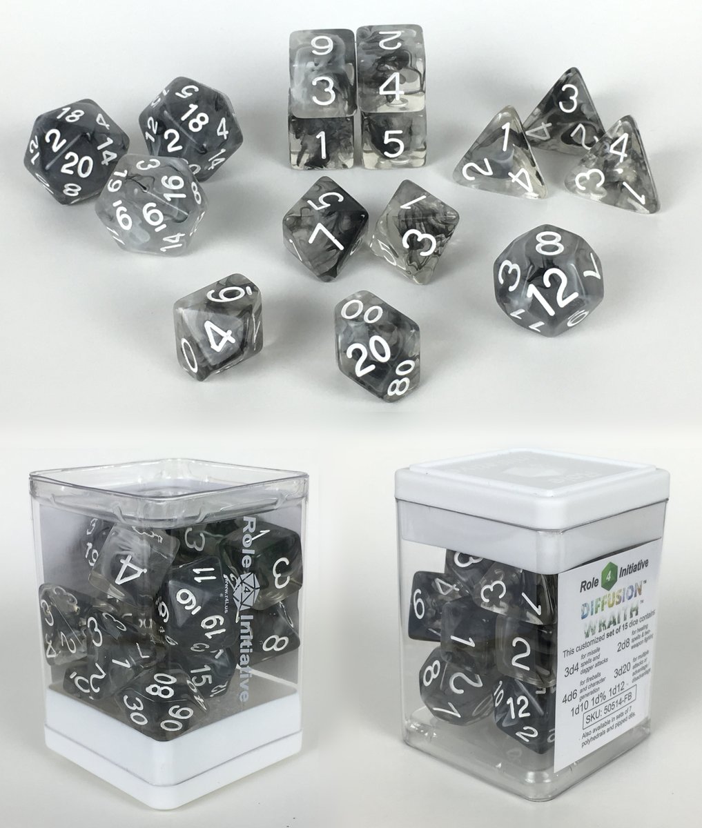 Role 4 Initiative: Polyhedral 15 Dice Set: Diffusion Wraith 