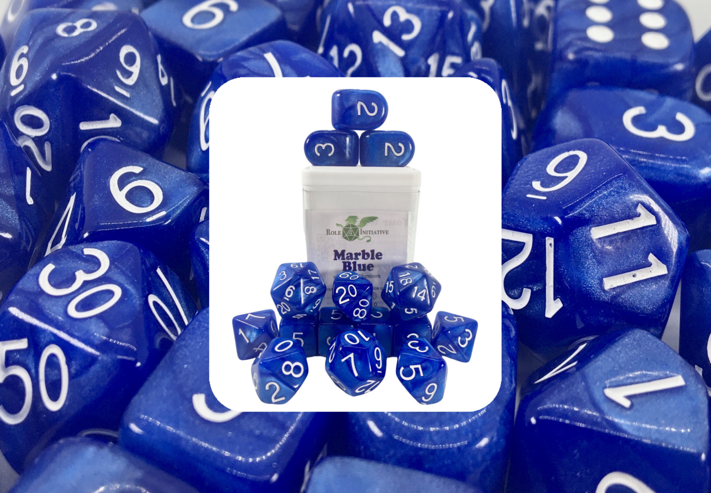 Role 4 Initiative: Polyhedral 15 Dice Set: MARBLE BLUE ARCHD4 