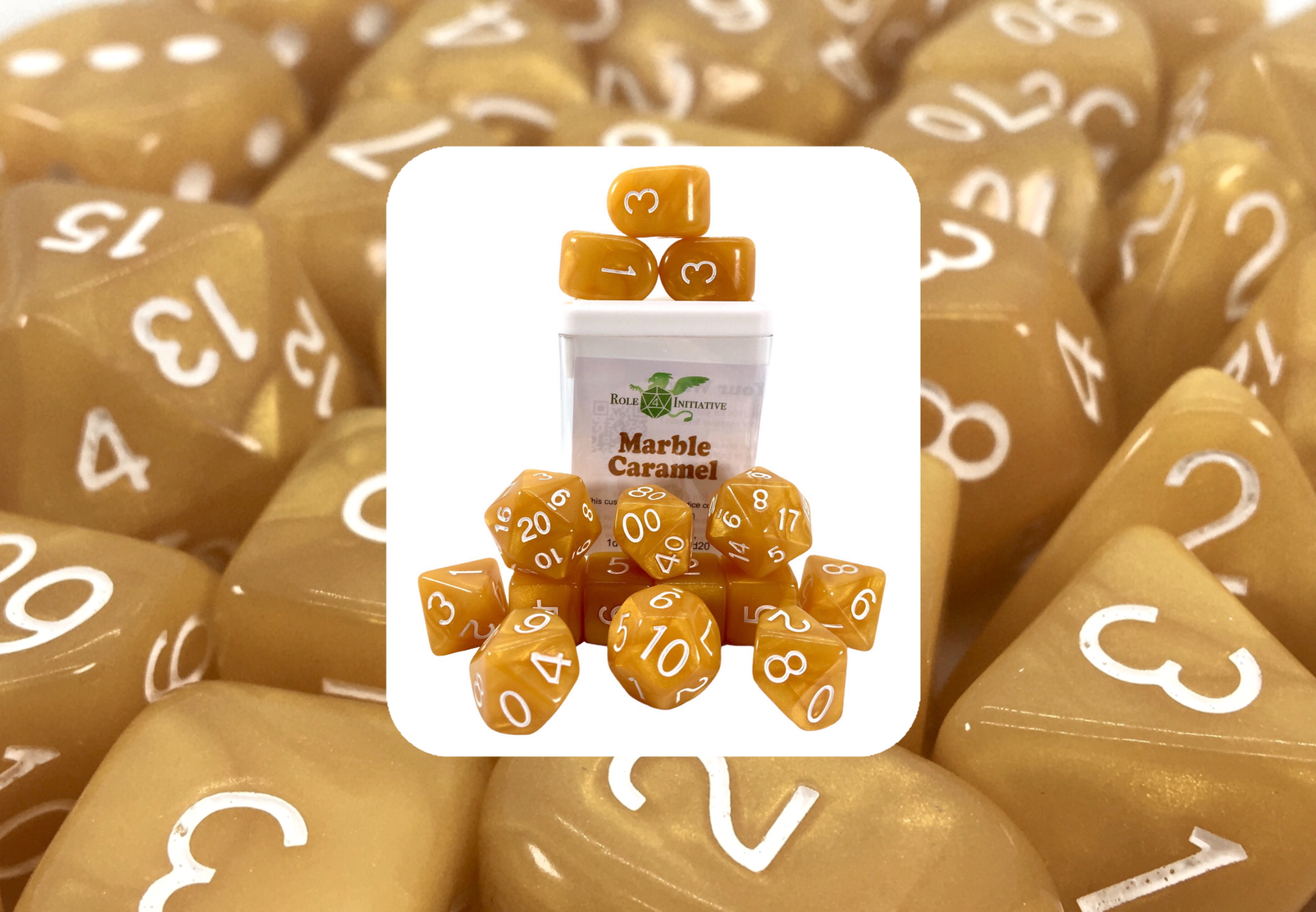 Role 4 Initiative: Polyhedral 15 Dice Set: MARBLE CARAMEL ARCHD4 