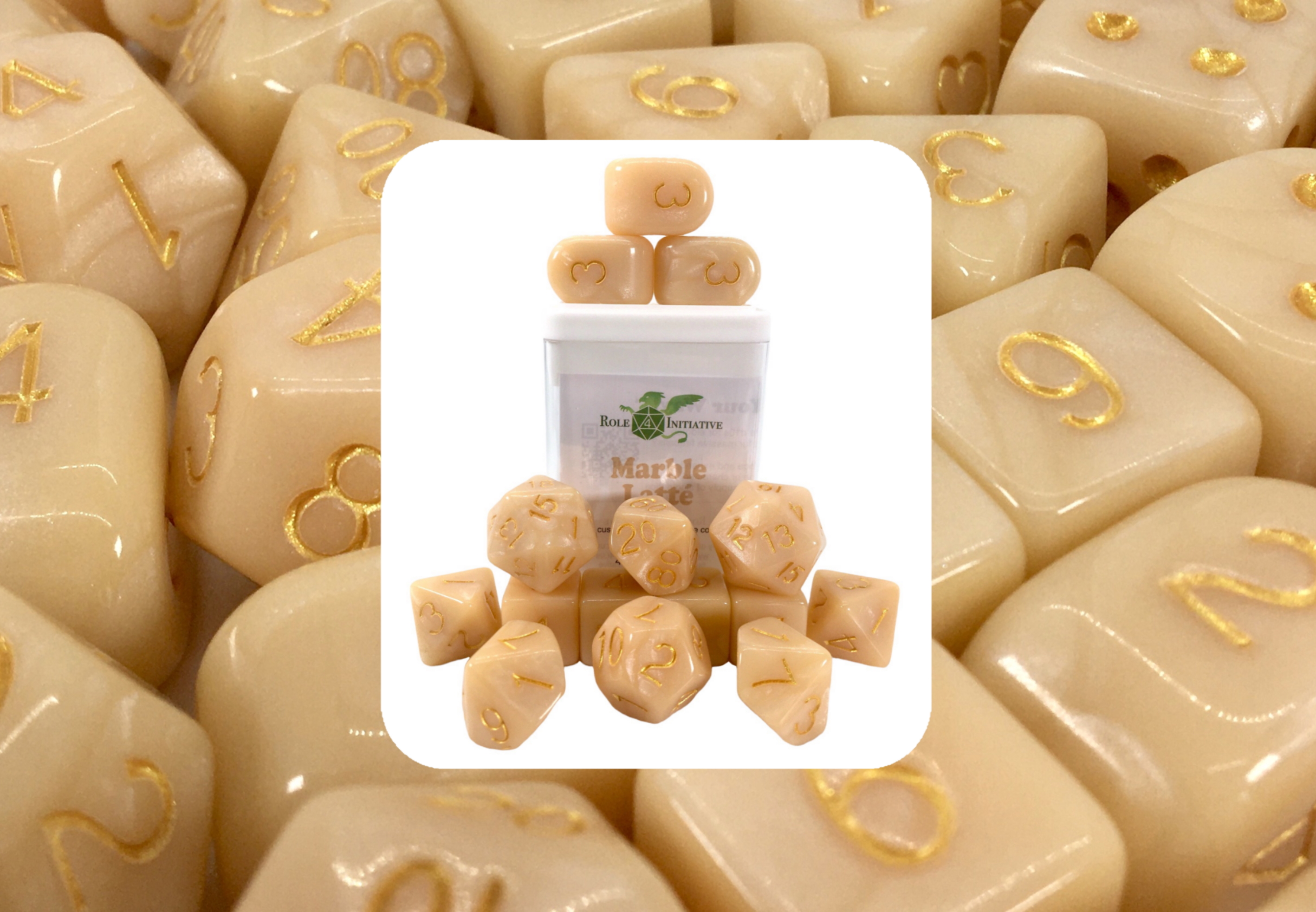 Role 4 Initiative: Polyhedral 15 Dice Set: MARBLE LATTE ARCHD4 