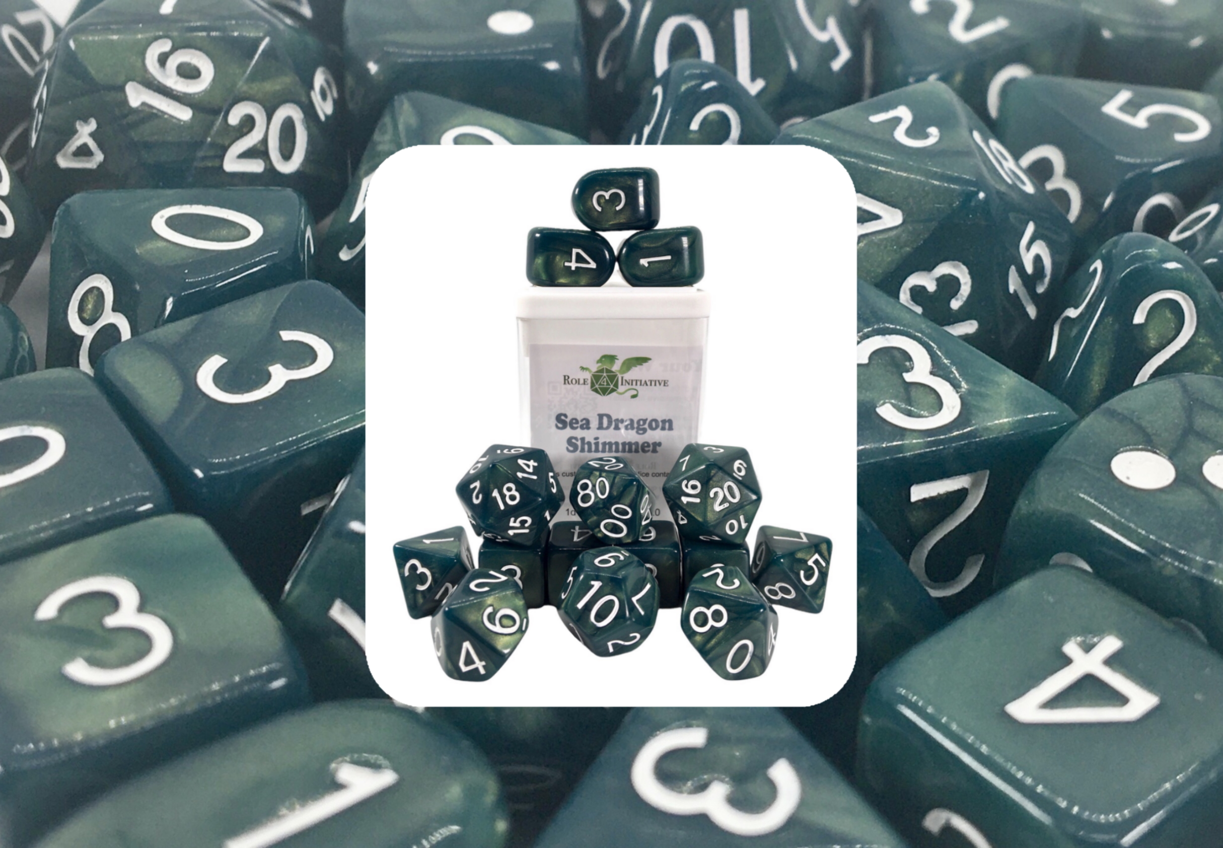 Role 4 Initiative: Polyhedral 15 Dice Set: SEA DRAGON SHIMMER ARCHD4 
