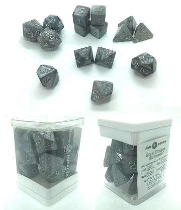 Role 4 Initiative: Polyhedral 15 Dice Set: STEEL DRAGON SHIMMER 