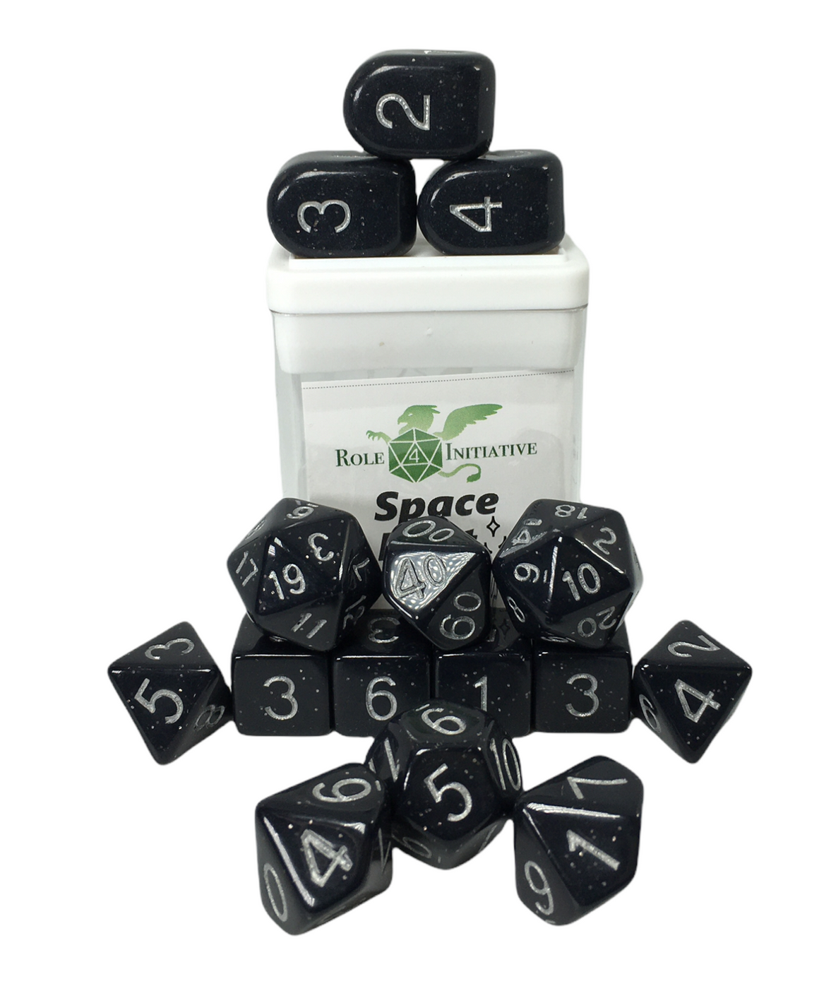 Role 4 Initiative: Polyhedral 15 Dice Set: Space Dust Arch D4 